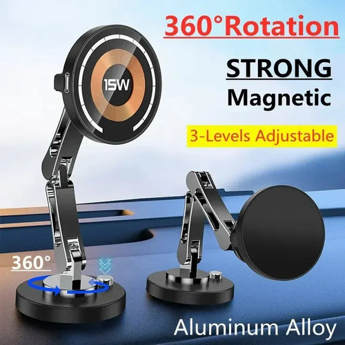 Magnetic Wireless Car Charger mounted on a car dashboard