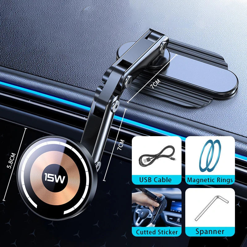 Magnetic Wireless Car Charger — 15W Fast Charging Mount