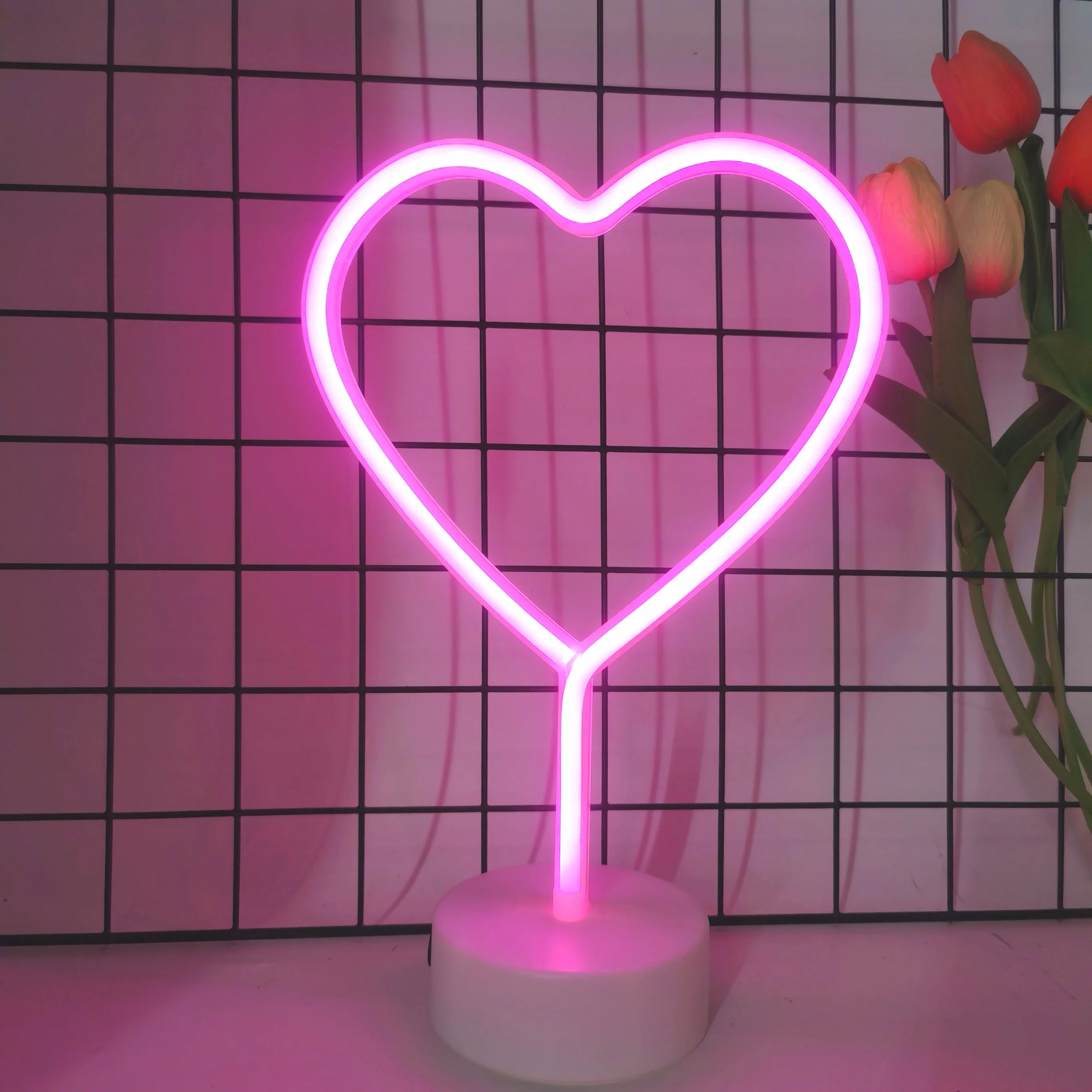 Heart Neon Light mounted on wall