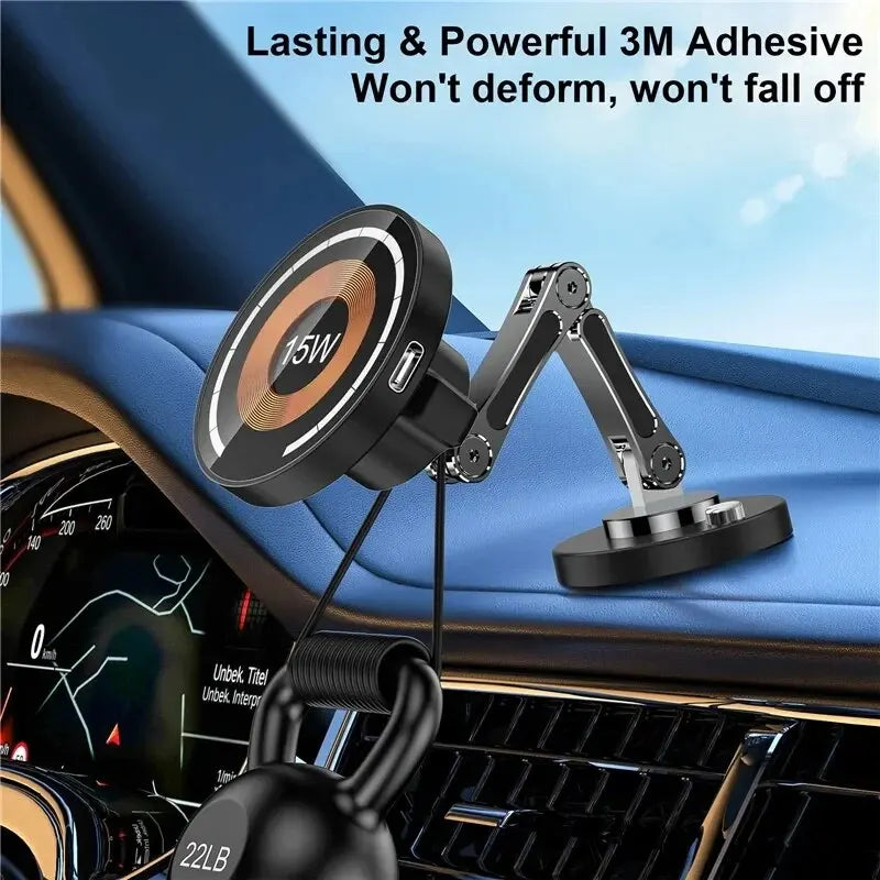 Magnetic Wireless Car Charger holding a phone